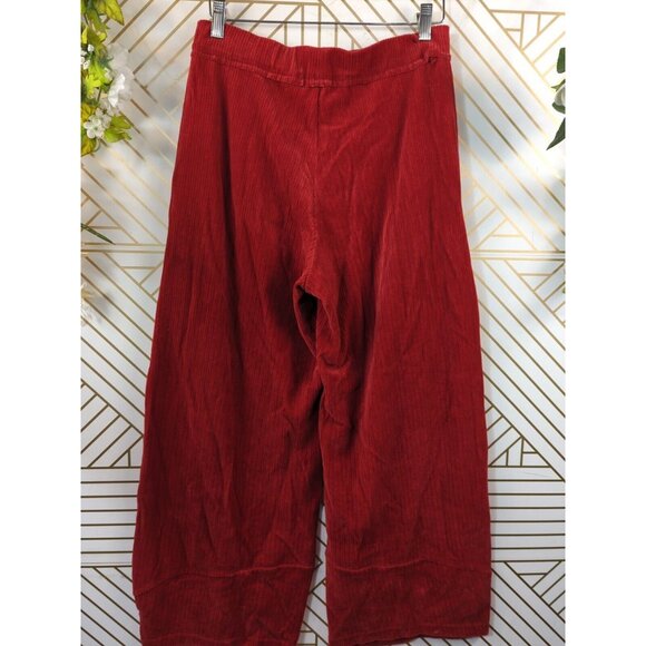 Mama B Women's Polline Cord Wide Leg Cropped Trousers Lagenlook Winter Red - Picture 5 of 6